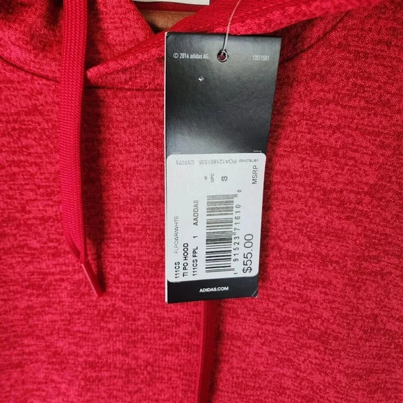 New Adidas Team Issue Fleece Hoodie Small Red Long Sleeve Climawarm - Picture 4 of 15
